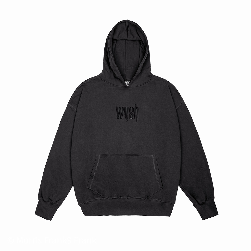 Áo Hoodie xám mũ trùm local brand unisex form oversize WYSH Big Logo thêu nổi