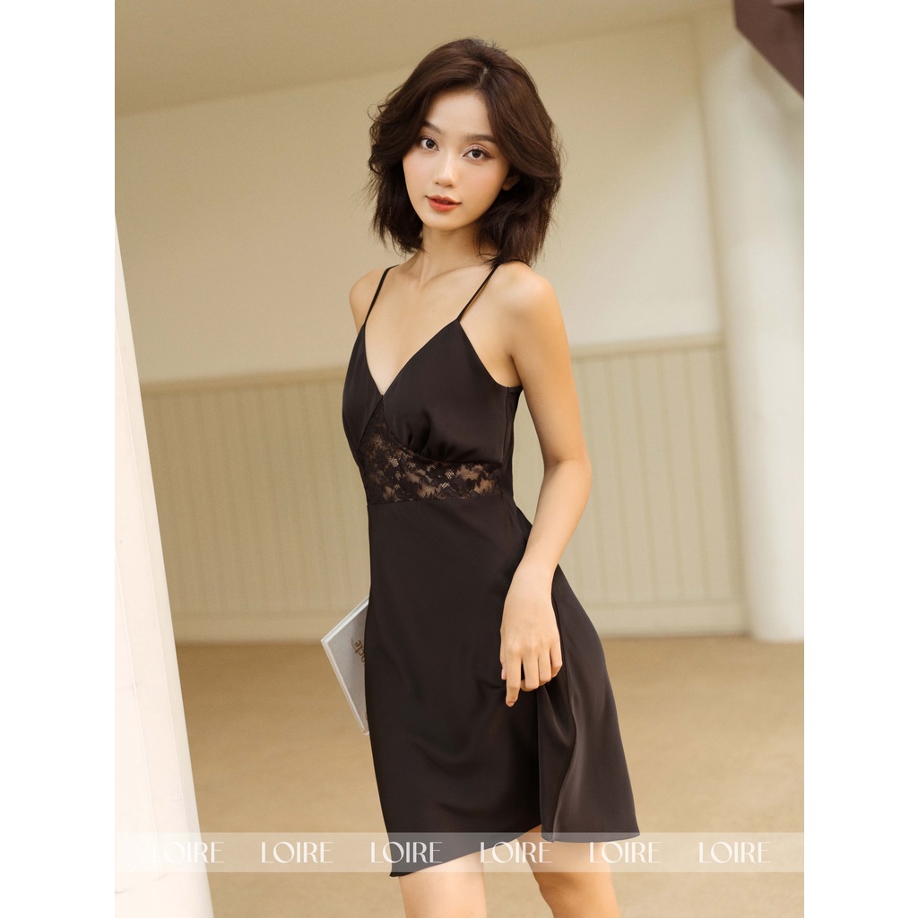 Váy Lụa 2 Dây Phối Ren Lưới Loirechic VNS07