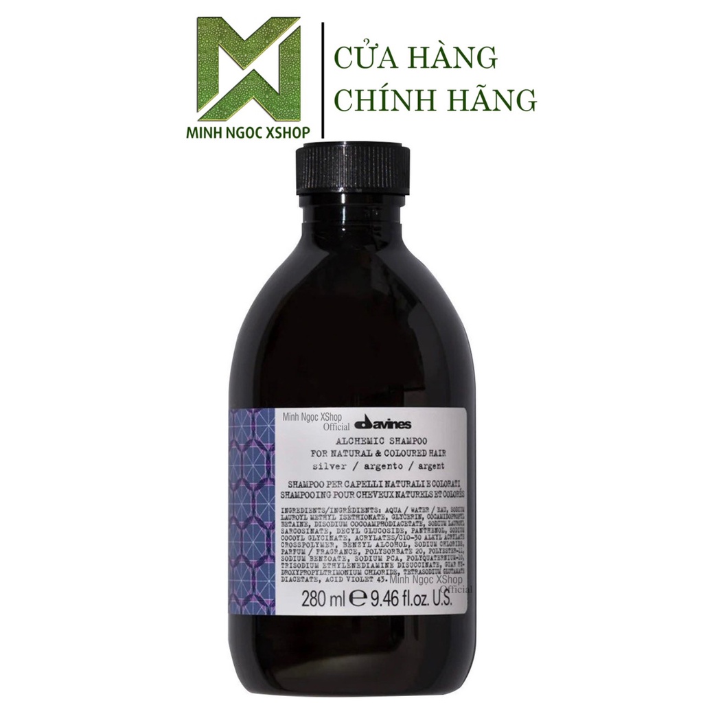 Dầu gội tím cho tóc bạch kim, khói, vàng lạnh Davines Alchemic Shampoo 280ML