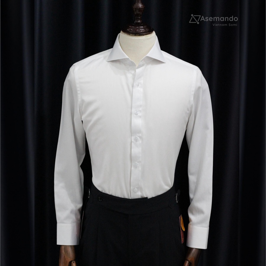 Cutaway Sơ mi nam cổ cutaway trắng dài tay Asemando không nhăn Sơ mi cổ điển chuẩn Sartorial