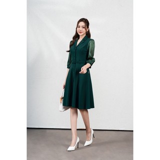 Váy Xòe LAMER Cổ 2 Ve Tay Phối Voan Thanh Lịch L63L23Q005