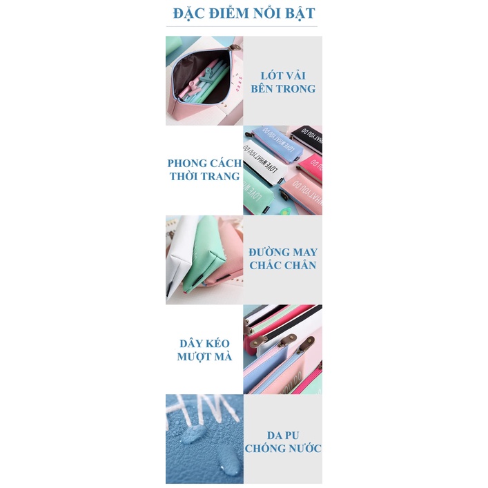 Túi đựng bút bằng DA PU hình tam giác thiết kế nhỏ nhắn màu sắc tươi tắn - NK