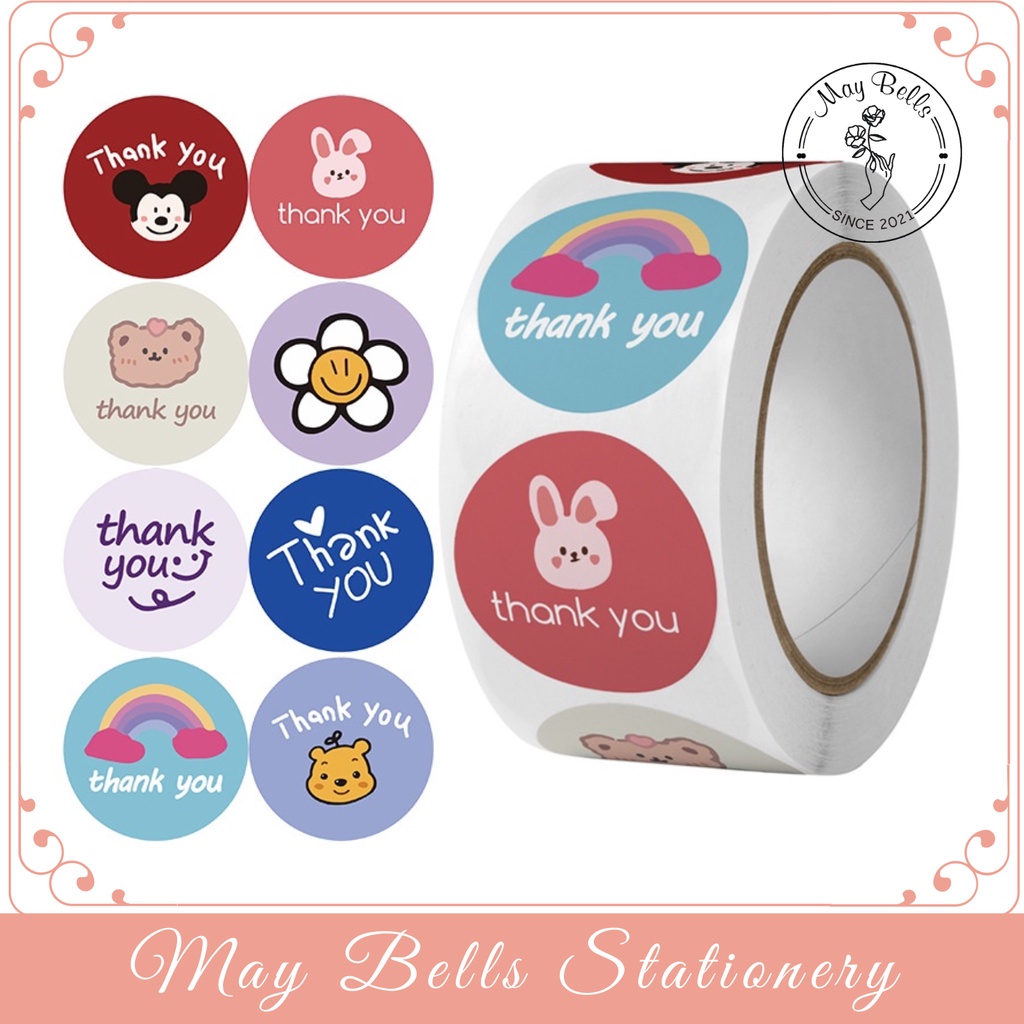 Cuộn 500 Sticker Dán Nhãn Thank You, Sticker Khen Thưởng Dùng Để Trang Trí Đóng Gói Hàng Tem Niêm Phong Được Lựa Mẫu