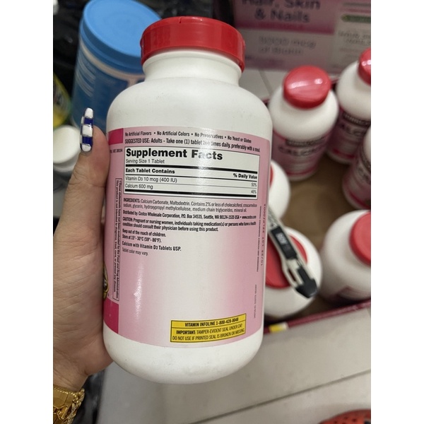 Viên uống bổ sung Canxi Kirkland Calcium 600mg + Vitamin D3