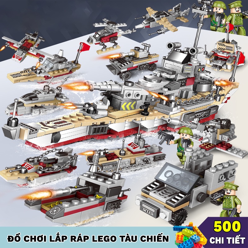 Mô hình lắp ráp lego Tàu Chiến Hải Quân TC500, Máy Bay, Thuyền dành cho bé