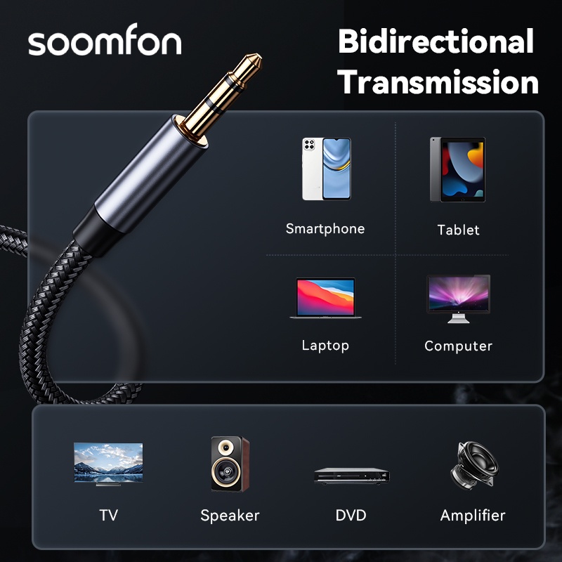 Cáp Chuyển Đổi Âm Thanh SOOMFON 3.5mm Sang RCA 24K Mạ Vàng Cho Điện Thoại / Máy Tính TV