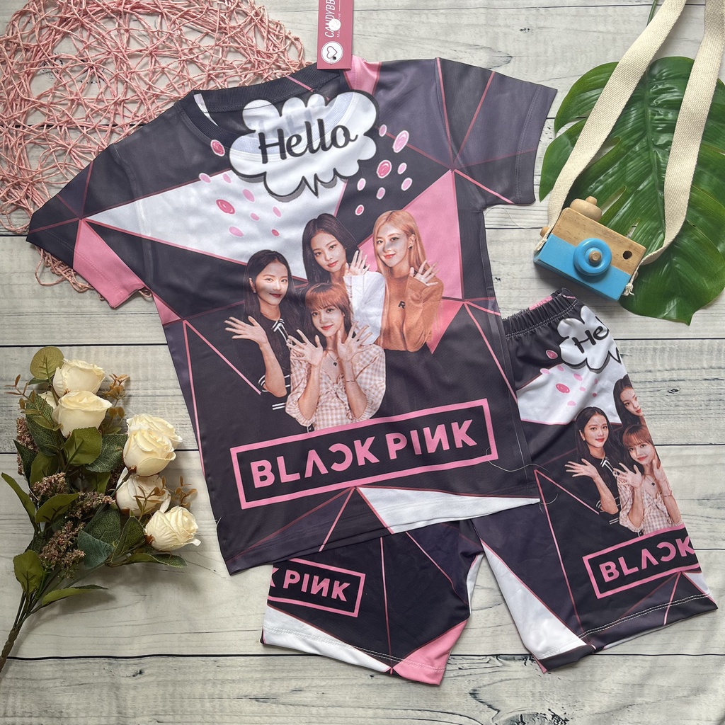 Bộ thun ngắn in hình 3D nhóm nhạc Blackpink bé gái dễ thương ( hàng order 3-5 ngày có hàng )