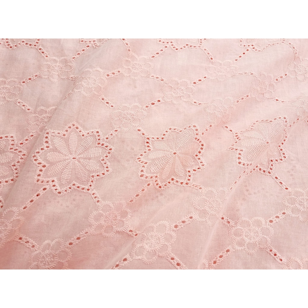 Vải thô boi thêu hồng cam