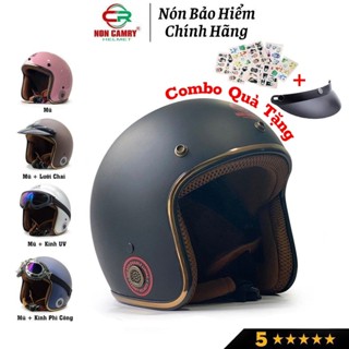 Mũ bảo hiểm 3/4 đầu NON CAMRY chính hãng, nhiều màu sắc thời trang, ron đồng cao cấp, Freesize (54-59cm)
