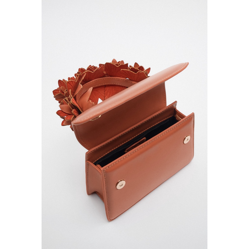 ZARA Đức - Túi xách auth new tag cao cấp chính hãng có sẵn sale mini đeo chéo tím cam đen quai hoa 6078/010