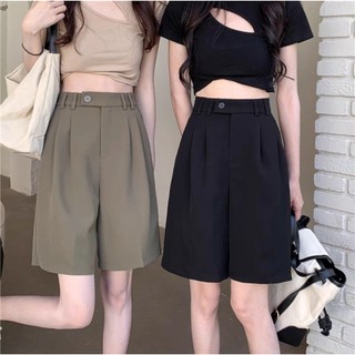 Quần ngố nữ ống rộng cạp cao quần tay dáng ngố phong cách Hàn Quốc chất liệu chéo Hàn cao cấp