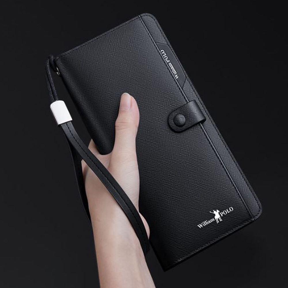Ví dài nam , ví nam cao cấp Williampolo chất liệu da bò nguyên tấm V16
