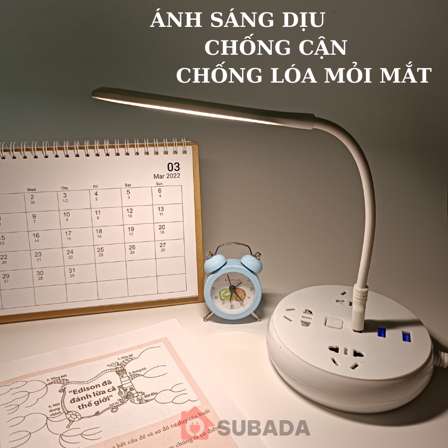 Đèn led usb bảo vệ mắt để bàn học làm việc SuBaDa 3 chế độ màu chống cận tăng giảm sáng kiêm đèn ngủ tiện lợi DU02 | BigBuy360 - bigbuy360.vn