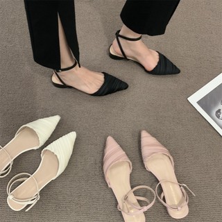 Giày sandal mũi nhọn gót thấp thời trang dành cho nữ size 35-39