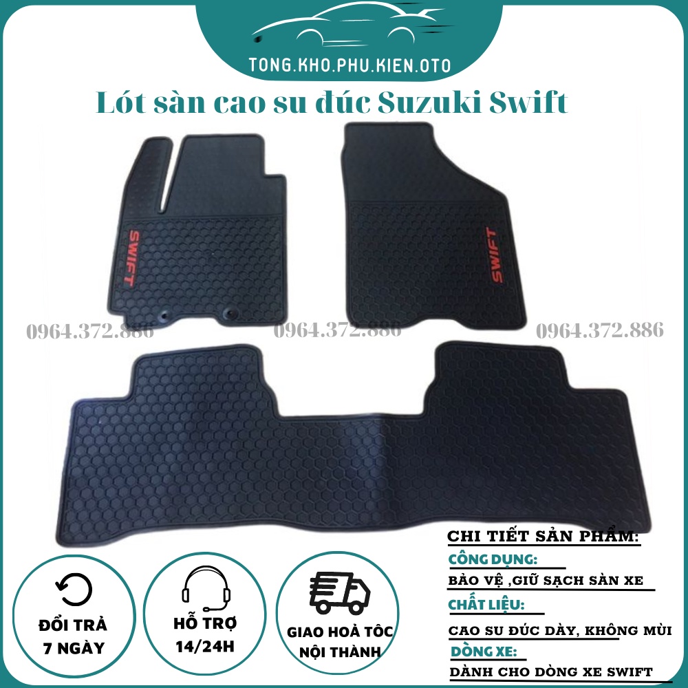 Thảm lót sàn ô tô cao su theo xe Suzuki Swift, sàn cao su tổ ong không mùi, chống trơn trượt, mài mòn vừa khít xe