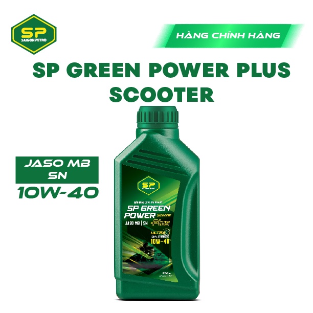 Dầu nhớt xe ga Saigon Petro - SP Green Power Scooter Plus 10W40, API SN, Dầu tổng hợp 100%