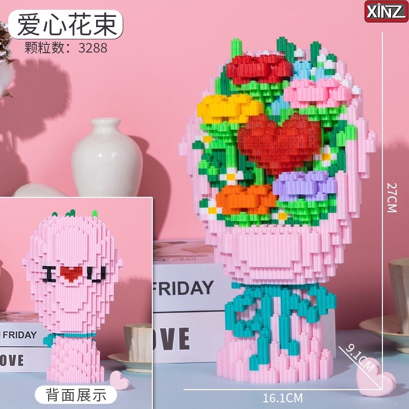 Le.go bó hoa cỡ lớn 27cm đồ chơi xếp hình trẻ em nanoblock Đồ chơi lắp ráp cho bé