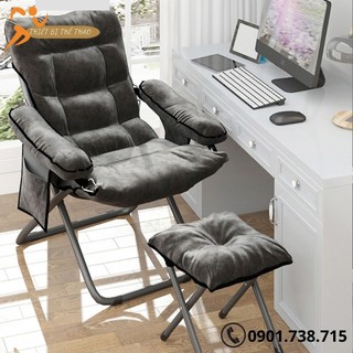 Ghế tựa thư giãn gấp gọn đọc sách làm việc tiện lợi, ghế xếp dã ngoại tiện lợi, ghế câu các có gác chân thoải mái