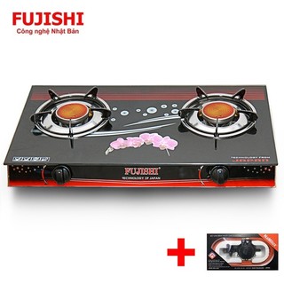 COMBO Bếp gas đôi hồng ngoại mặt kính FUJISHI FM-68HN + Bộ dây van ngắt gas tự động NAMILUX