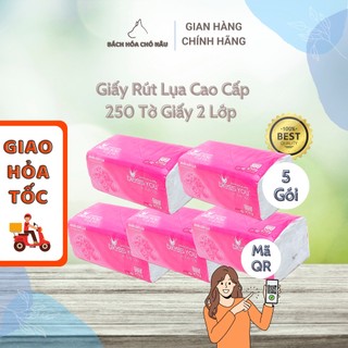 [Quét Mã QR Chính Hãng] COMBO 5 Khăn Giấy Rút Lụa Bless You À La Vie 250 Tờ 2 Lớp Cao Cấp Tiết Kiệm cho Gia Đình