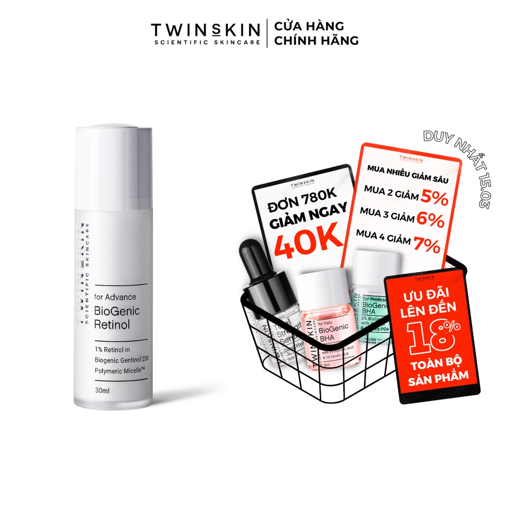Biogenic Retinol Twins Skin 1% For Advance Full Size – Kem Dưỡng Da, Ngừa Lão Hóa, Giảm Mụn 30ml