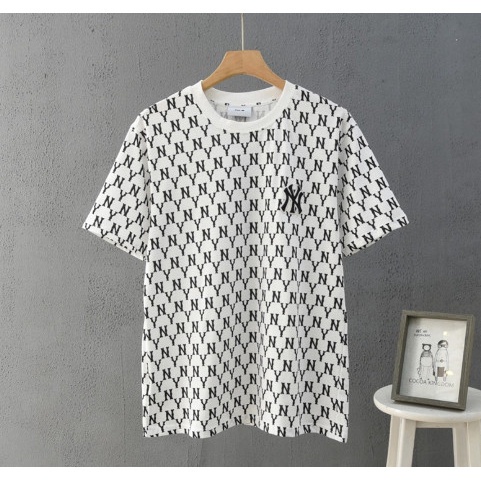 Áo Thun MLB in NY Monogram form rộng tay lỡ Unisex cotton 2C thời thượng đl 250gsm tee nam nữ