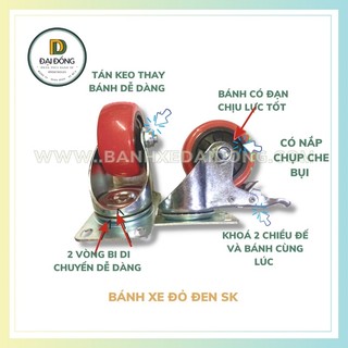 BÁNH XE ĐẨY 75 ĐỎ ĐEN ( ĐÃ BAO GỒM CÀNG XE ĐẨY)