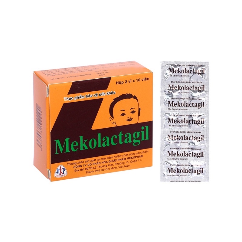 Tảo lợi sữa mekolactagil - viên uống lợi sữa cho mẹ sau sinh, kích sữa mẹ, hiệu quả sau vài ngày sử dụng - 1 hộp 20 viên