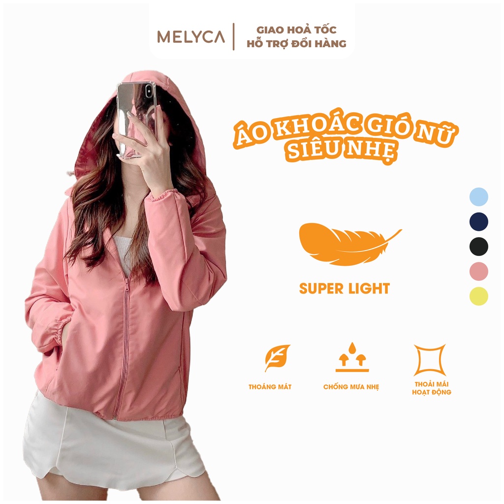 Áo khoác gió nữ GU vải trơn lót lưới 2 lớp mỏng nhẹ thông thoáng chống nước chống gió MELYCA C354