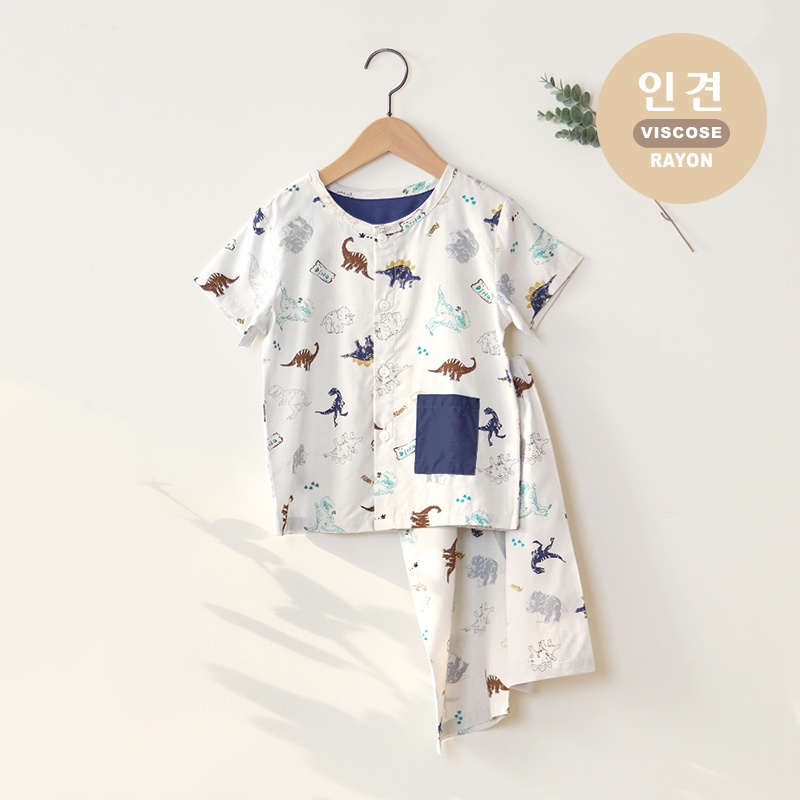 Đồ bộ pijama mặc nhà Viscose Rayon mùa hè cho bé gái bé trai Unifriend Hàn Quốc U2023-16