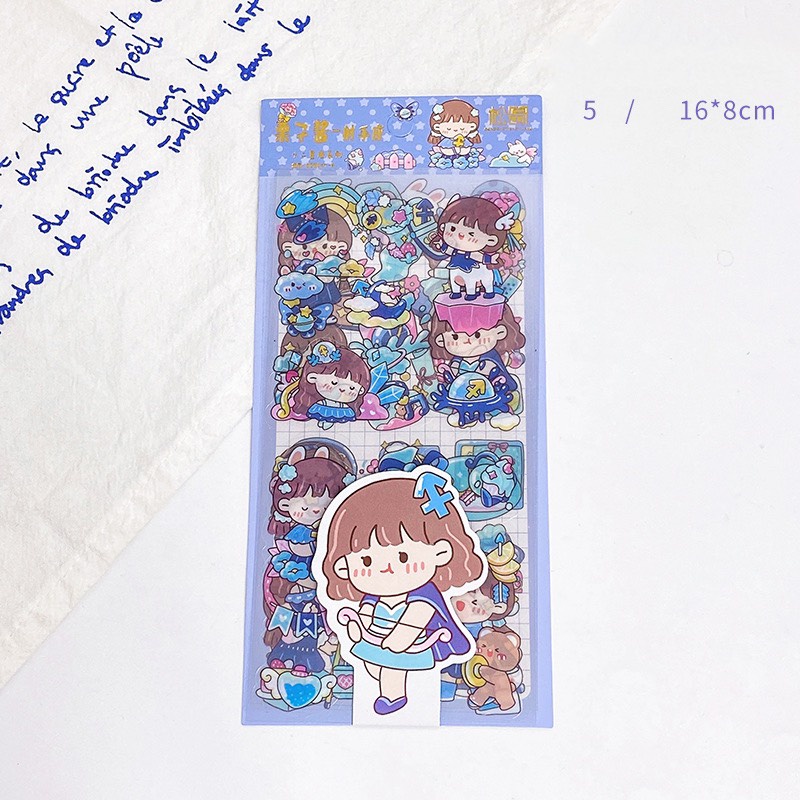 Set 5 Tấm Sticker Cung Hoàng Đạo, Gói Nhãn Dán Trang Trí Phụ Kiện 16x8cm