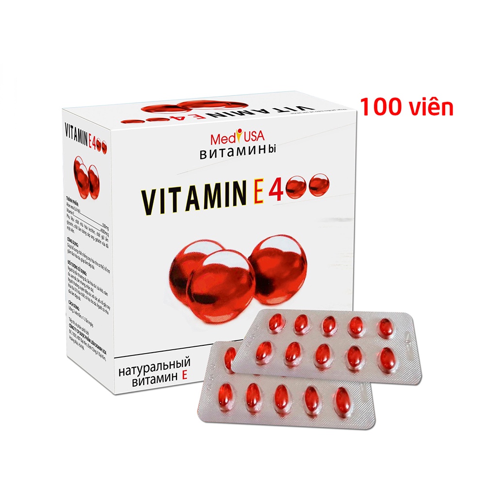 Viên uống Vitamin E400 giúp đẹp sáng da, da căng mịn, chống lão hóa da - Hộp 100 viên