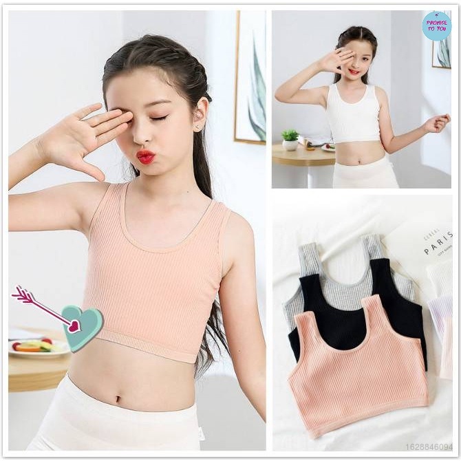 Áo Ngực Cotton Vải Mềm Thoáng Mát Cho Bé Gái 8-12 Tuổi