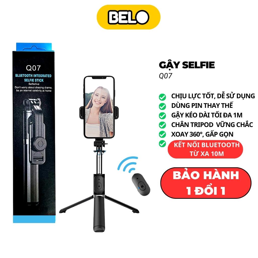 Gậy chụp ảnh, cây chụp hình 3 chân Q07, chống dung điện thoại, kết nối bluetooth xoay 270 độ – belo
