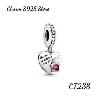 CHARM PAN ALE TREO TRÁI TIM NGÔI NHÀ BẠC S925 THUẦN KHIẾT HÀNG CAO CẤP