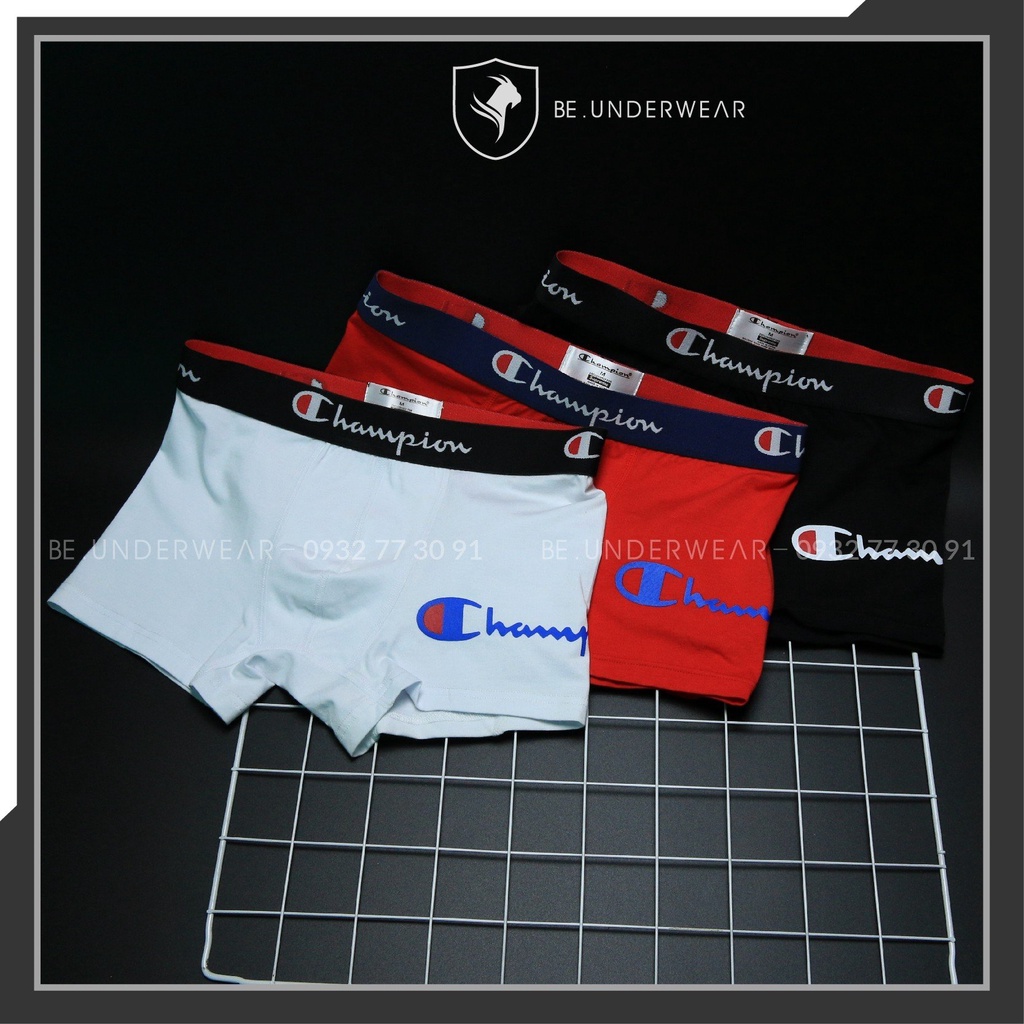 Quần sịp nam đùi boxer chất vải cotton thoáng khí siêu thấm hút mồ hôi cực tốt Be Underwear màu trắng, đỏ, đen BCHAM1