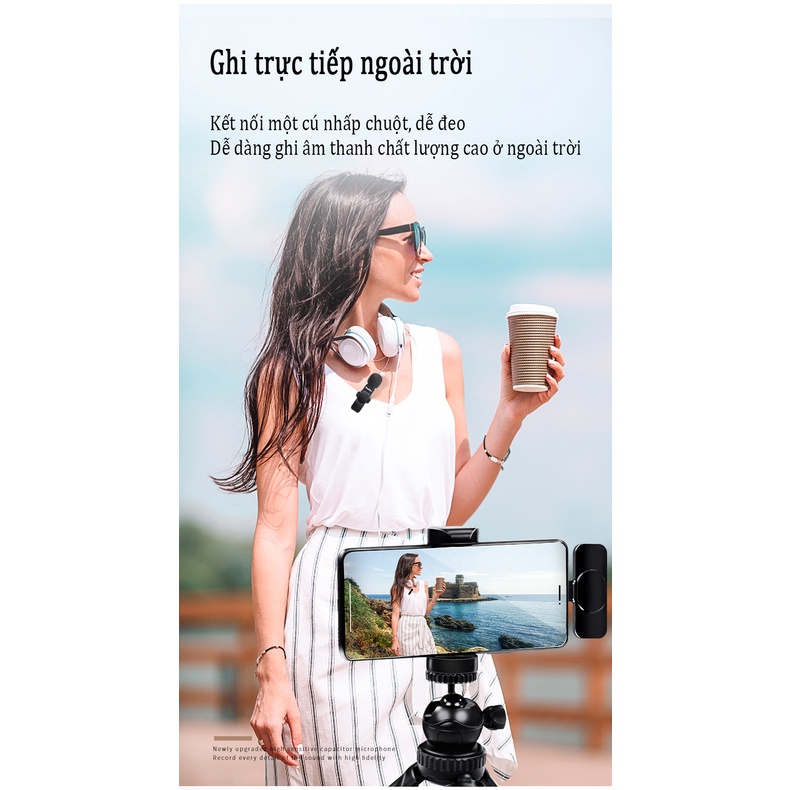 Micro thu âm không dây cài áo K8, Khoảng Cách 15m，Ghi Hình Video, Phát Trực Tiếp, Fb, Quay Vlog, Tiktok.