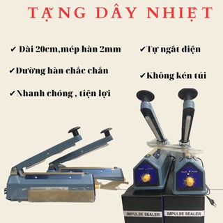 Máy hàn miệng túi pfs200 vỏ sắt hàn được nhiều loại túi đa năng tiện lợi 20cm tặng dây nhiệt