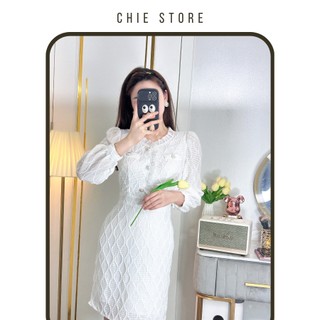 Đầm thiết kế Maily dress Váy vải ren thiết kế ôm eo cổ V, váy dạo phố CHIE