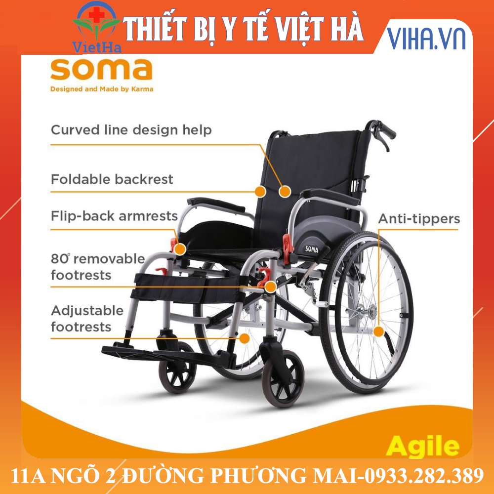 XE LĂN KARMA AGILE Pro- Xe lăn nhôm hãng Karma đa tiện ích BỀN GẤP 3 LẦN XE THƯỜNG