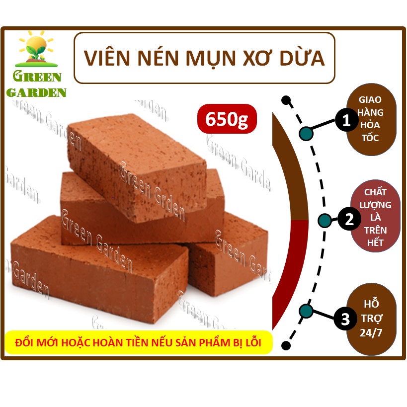 Viên nén xơ dừa trồng cây 650g, đất nén hữu cơ mụn sơ dừa / sơ dừa nén