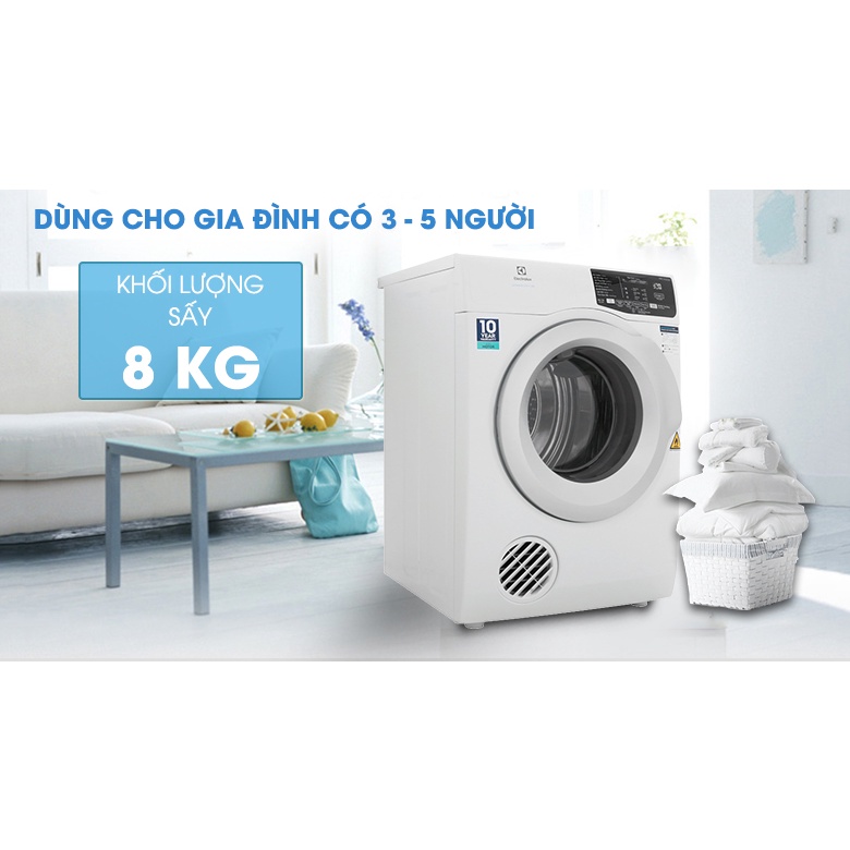 Máy sấy thông hơi Electrolux 8 Kg EDV805JQWA 2019 - THÁI LAN dienmaytonkho.com