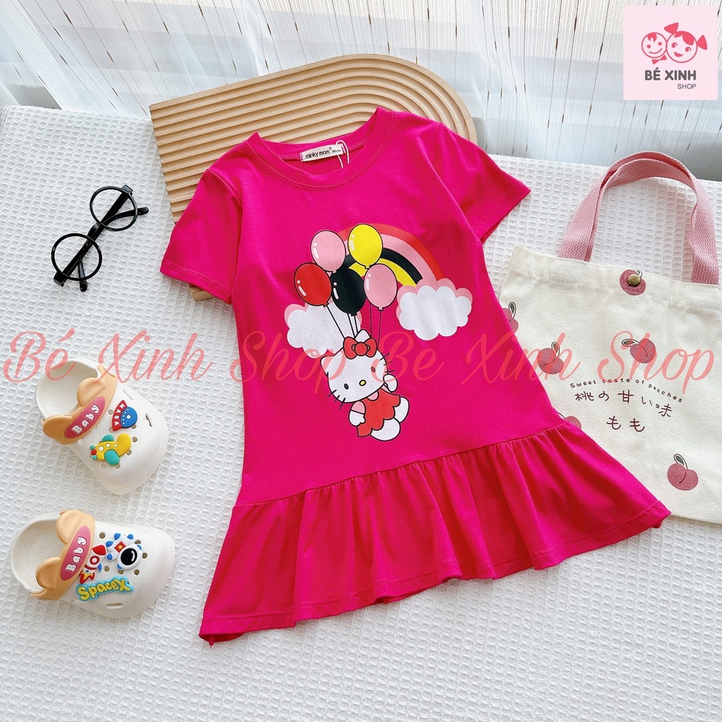 Váy Đầm Cho Bé Gái Thun Lạnh Cộc Tay Mùa Hè Minky Mom Váy Hè Đầm Thun Trẻ Em Bé Gái Mặc Nhà Mềm Mịn Mát ĐẦM CỘC TAY