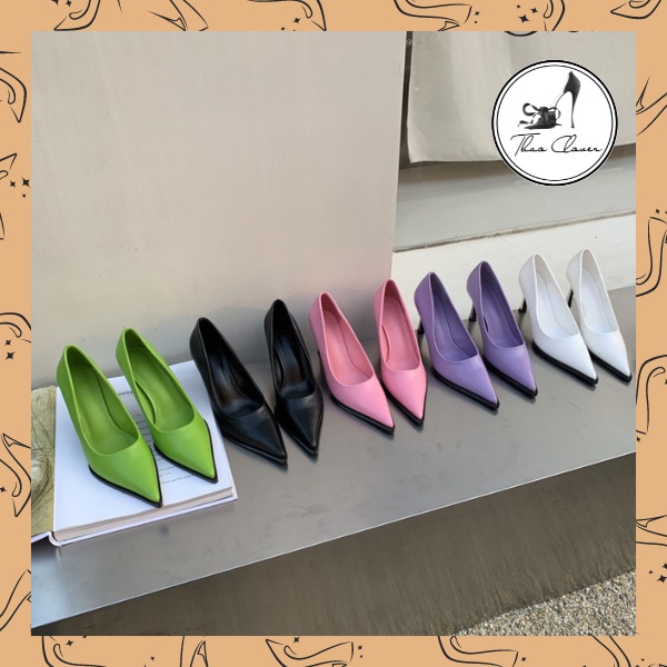 HÀNG MỚI VỀ -Giày cao gót cá tính Âu Mỹ-GIÀY CÓ VIỀN ĐEN GIỐNG ẢNH -8cm-THAO CLOVER