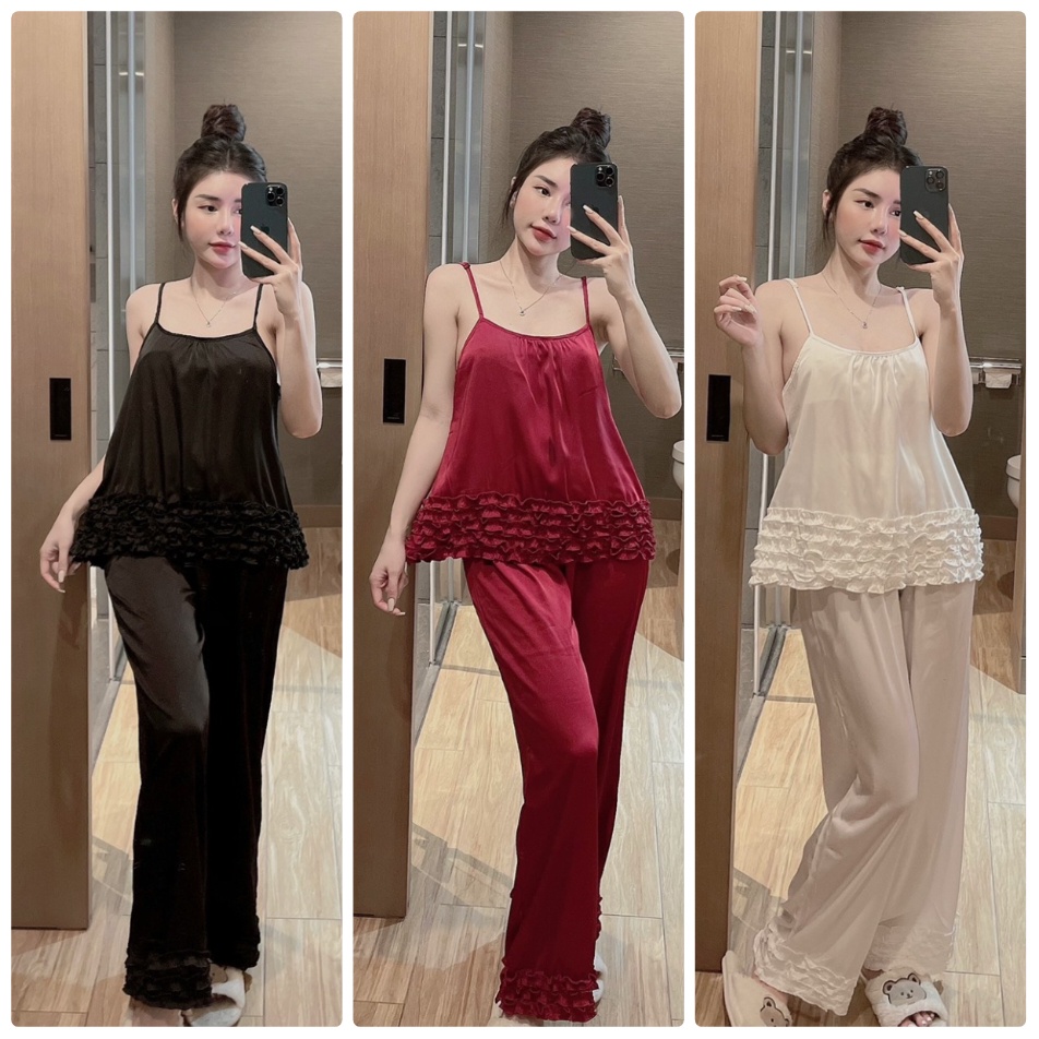 Đồ bộ 2 dây nhúng lụa latin đẹp xuất sắc