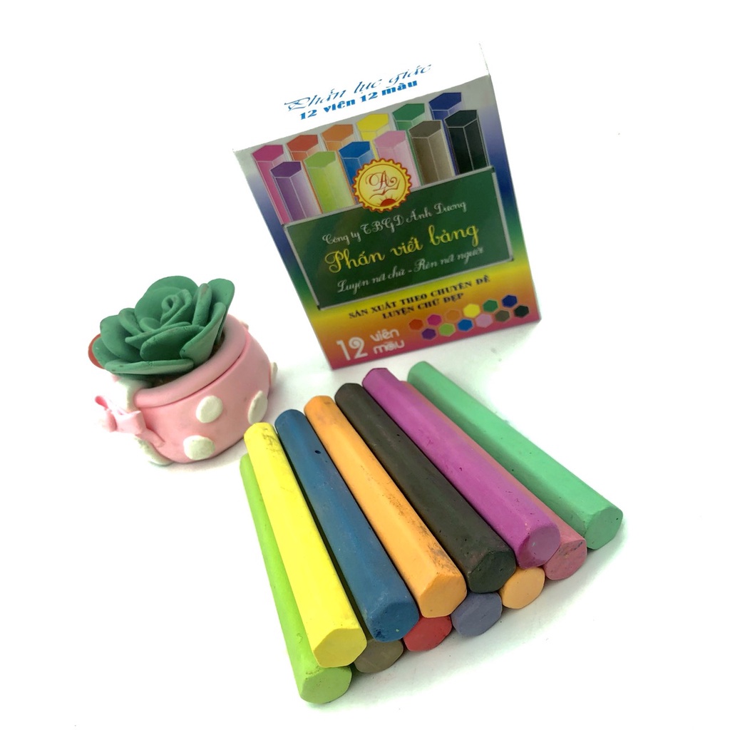 Phấn lục giác viết bảng THẦY ÁNH viết nét thanh nét đậm hộp 12 viên