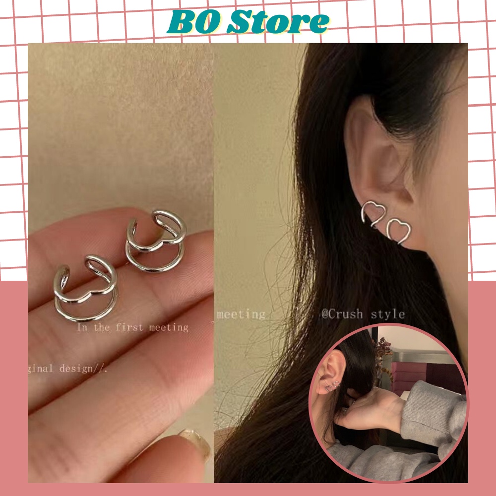Khuyên Kẹp Vành Tai Hình Trái Tim Đơn Giản Phong Cách Hàn Quốc Cho Nữ N16
