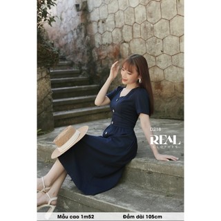 Đầm công sở paris xanh đen_REAL