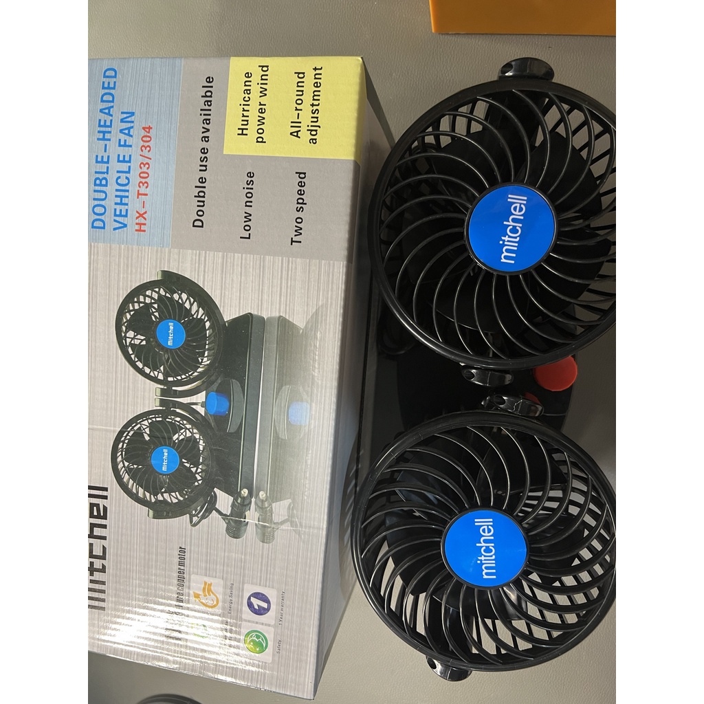 Quạt đôi to mitchel 12v 24v dùng cho xe ô tô