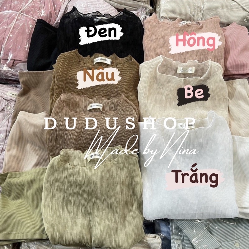 Set áo thun tơ nhăn hottrend hè 2023 Hàn Quốc cá tính